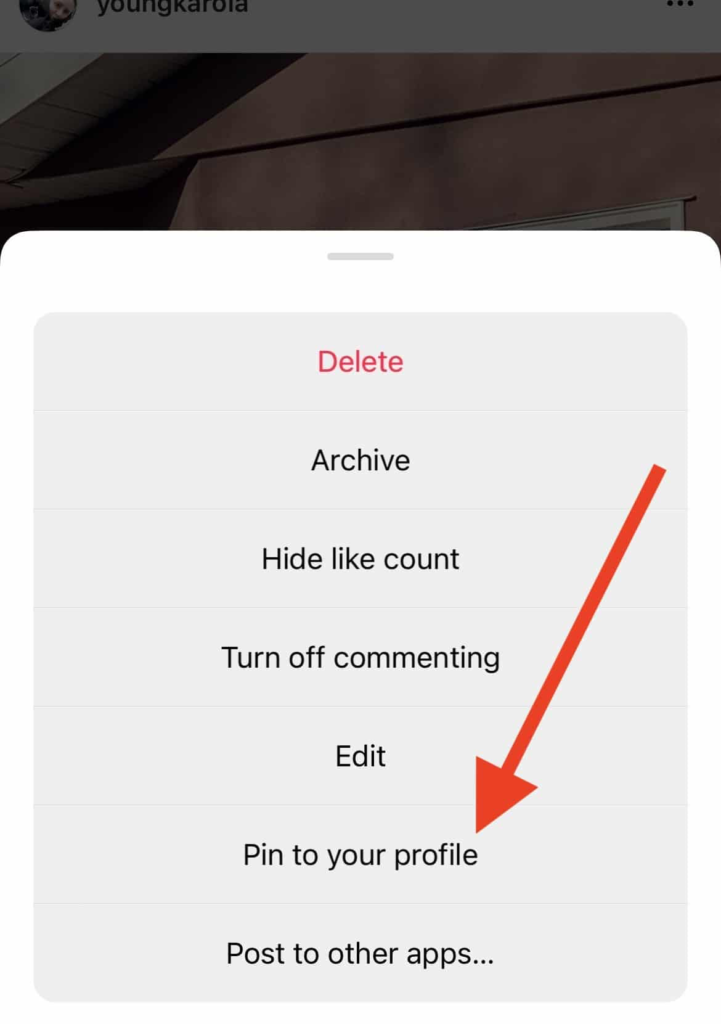 how to pin instagram posts