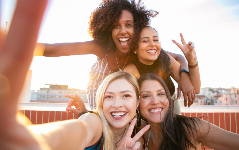 4 woman having a selfie