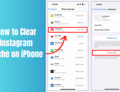 how to clear instagram cache