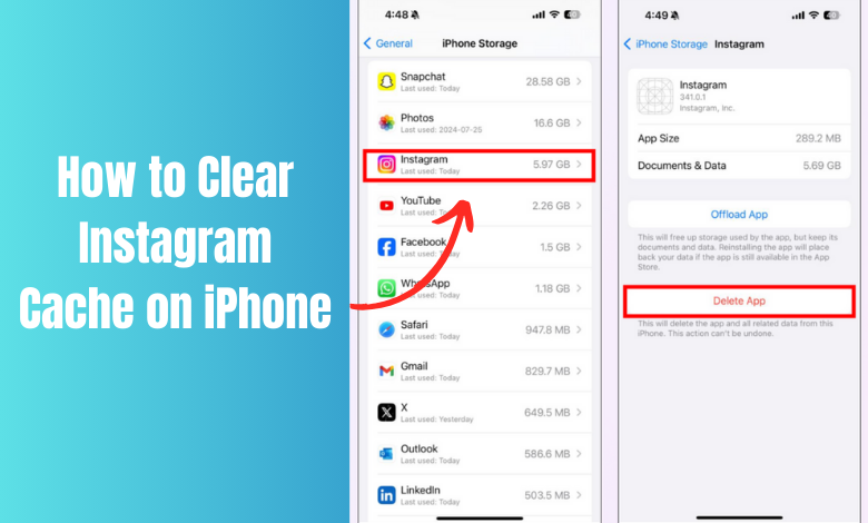 how to clear instagram cache